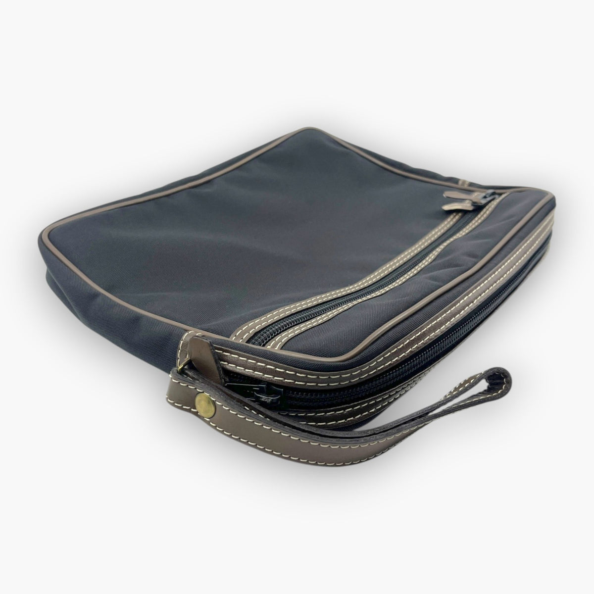 dunhill Clutch Bag Second Bag Black Canvas Leather Made in France