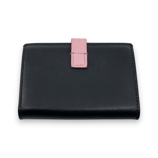 Celine Black Pink Leather Card Holder with Snap Tab
