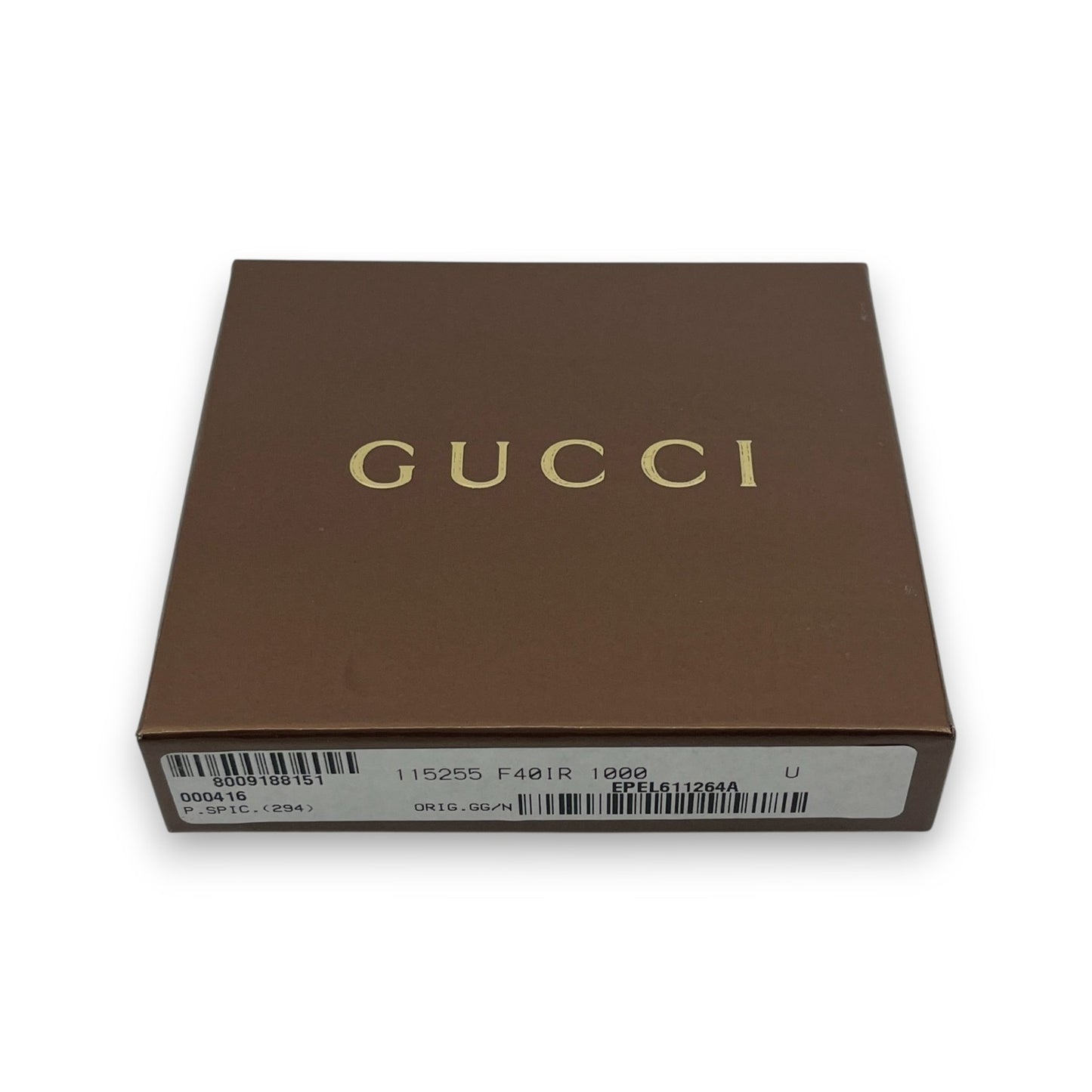 Gucci GG Canvas Coin Purse Black Leather Trim Compact w/ Box