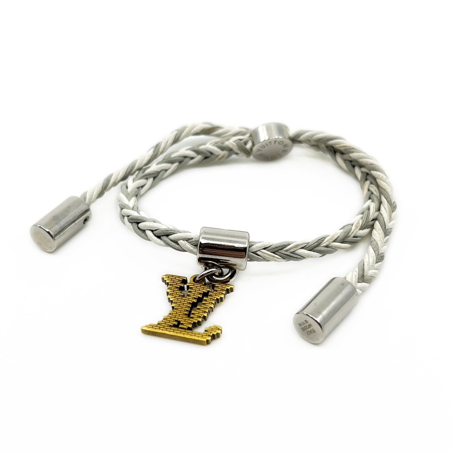 Louis Vuitton Friendship Accessories Leather Bracelet White and Gray MP225E
