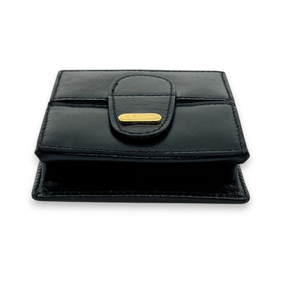 Bally Compact Leather Coin Wallet in Black w/ Box and Dust Bag