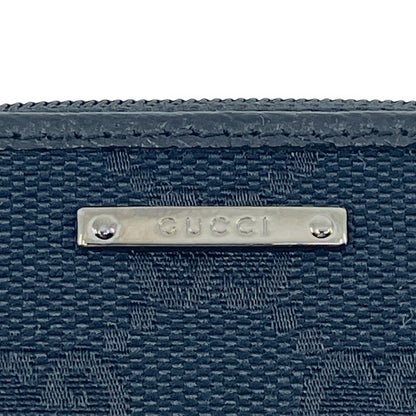 Gucci GG Canvas Coin Purse Black Leather Trim Compact w/ Box