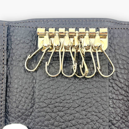 dunhill Key Case Wallet 6 Hooks Bill Slot Dark Brown Leather Italy W/ Card