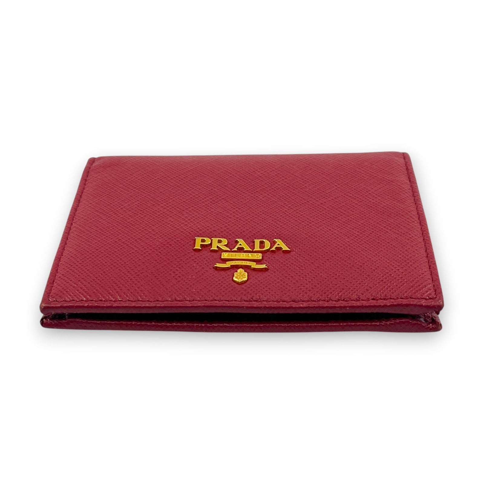 Prada Saffiano Leather Bifold Compact Wallet in Red w/ Box