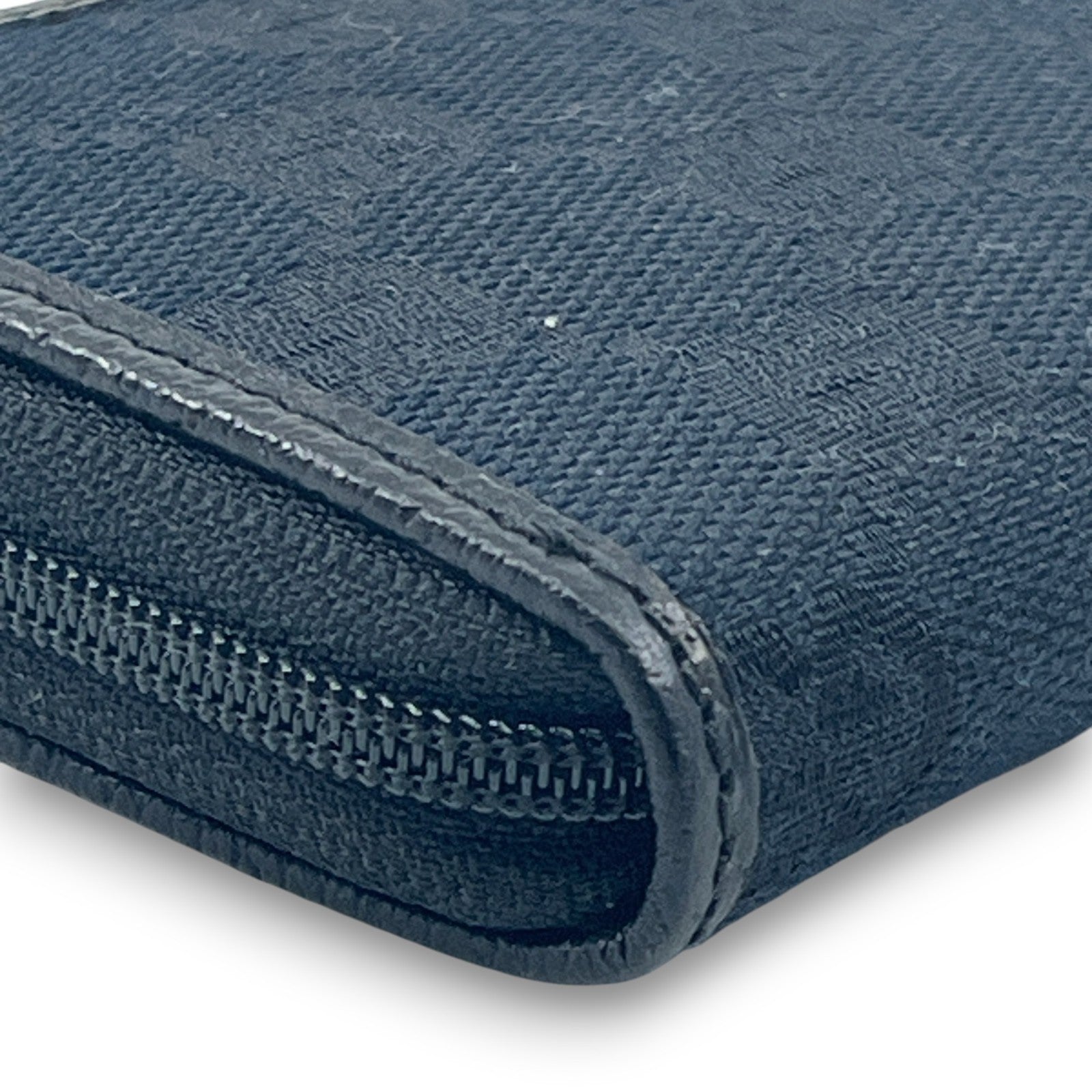 Gucci GG Canvas Coin Purse Black Leather Trim Compact w/ Box