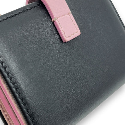 Celine Black Pink Leather Card Holder with Snap Tab