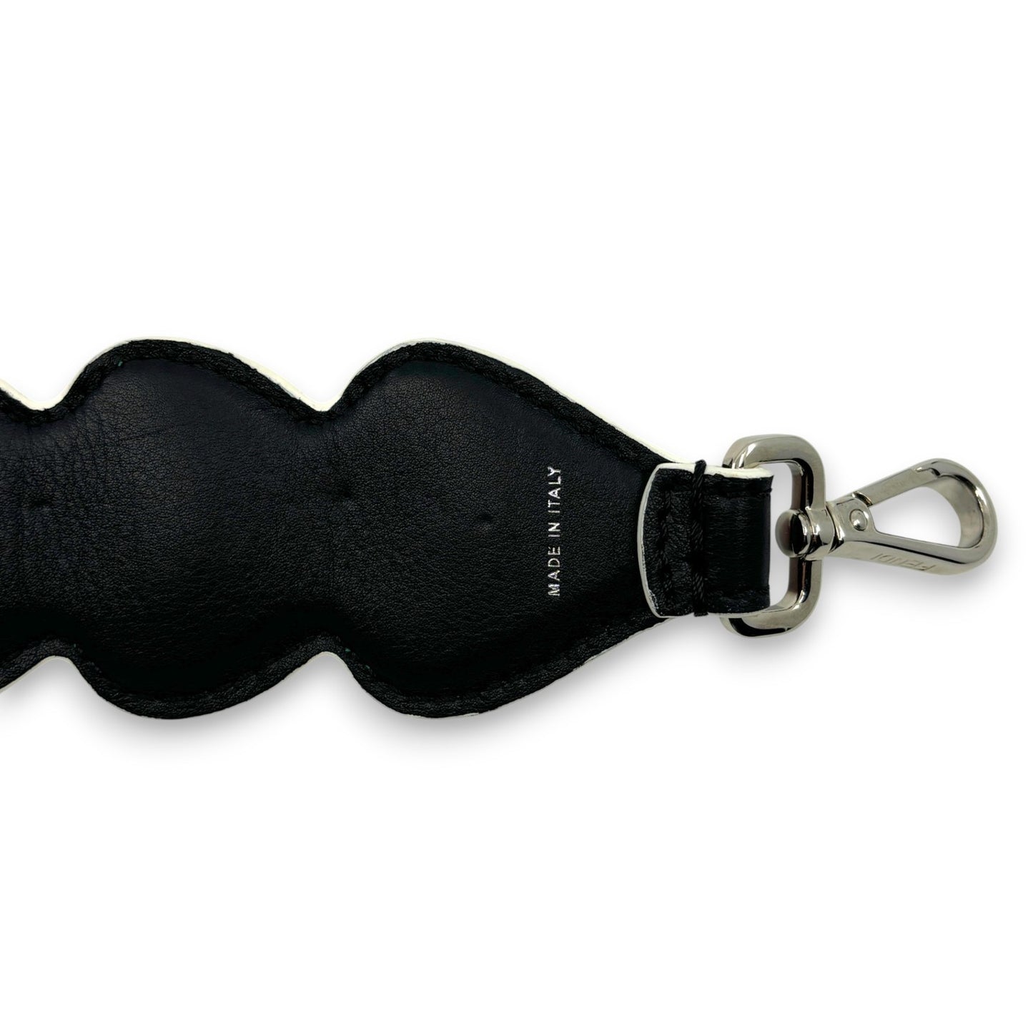 Fendi Strap You Black Leather Bag Strap with Red Heart Studs