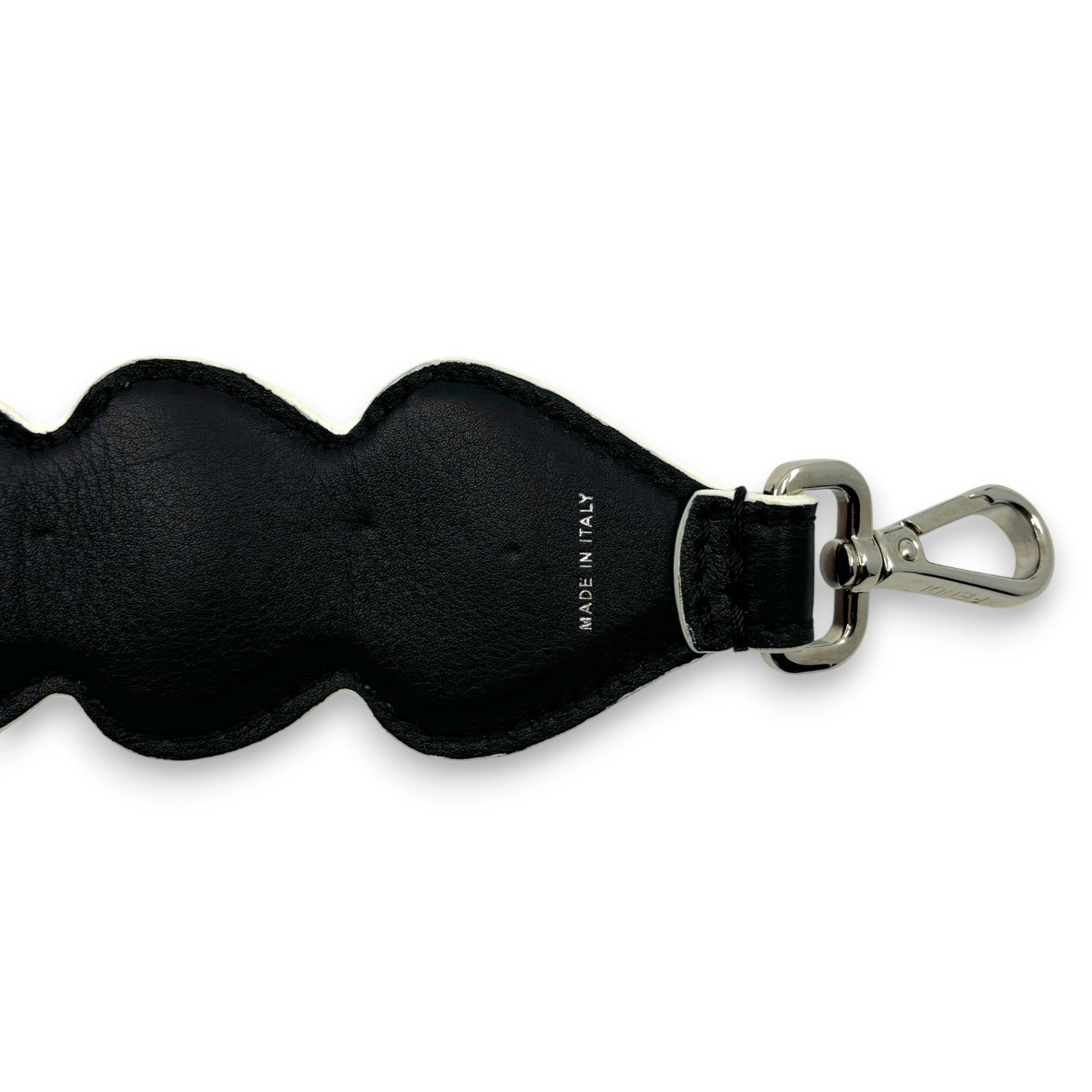 Fendi Strap You Black Leather Bag Strap with Red Heart Studs