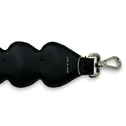 Fendi Strap You Black Leather Bag Strap with Red Heart Studs