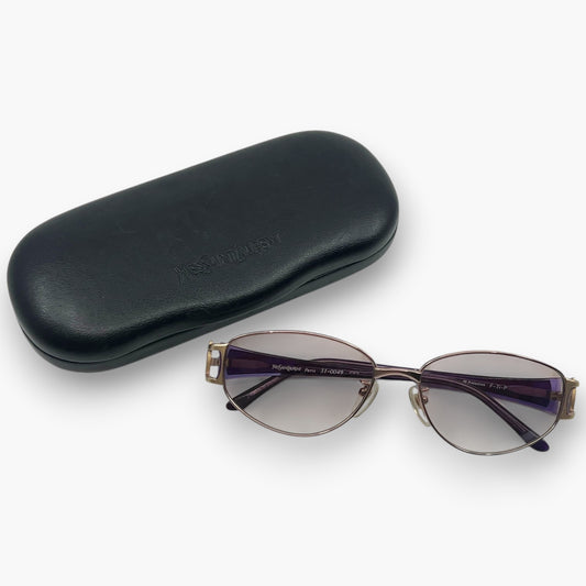 Yves Saint Laurent YSL Sunglasses 31-0049 Gold Purple Titanium Frame Japan Case