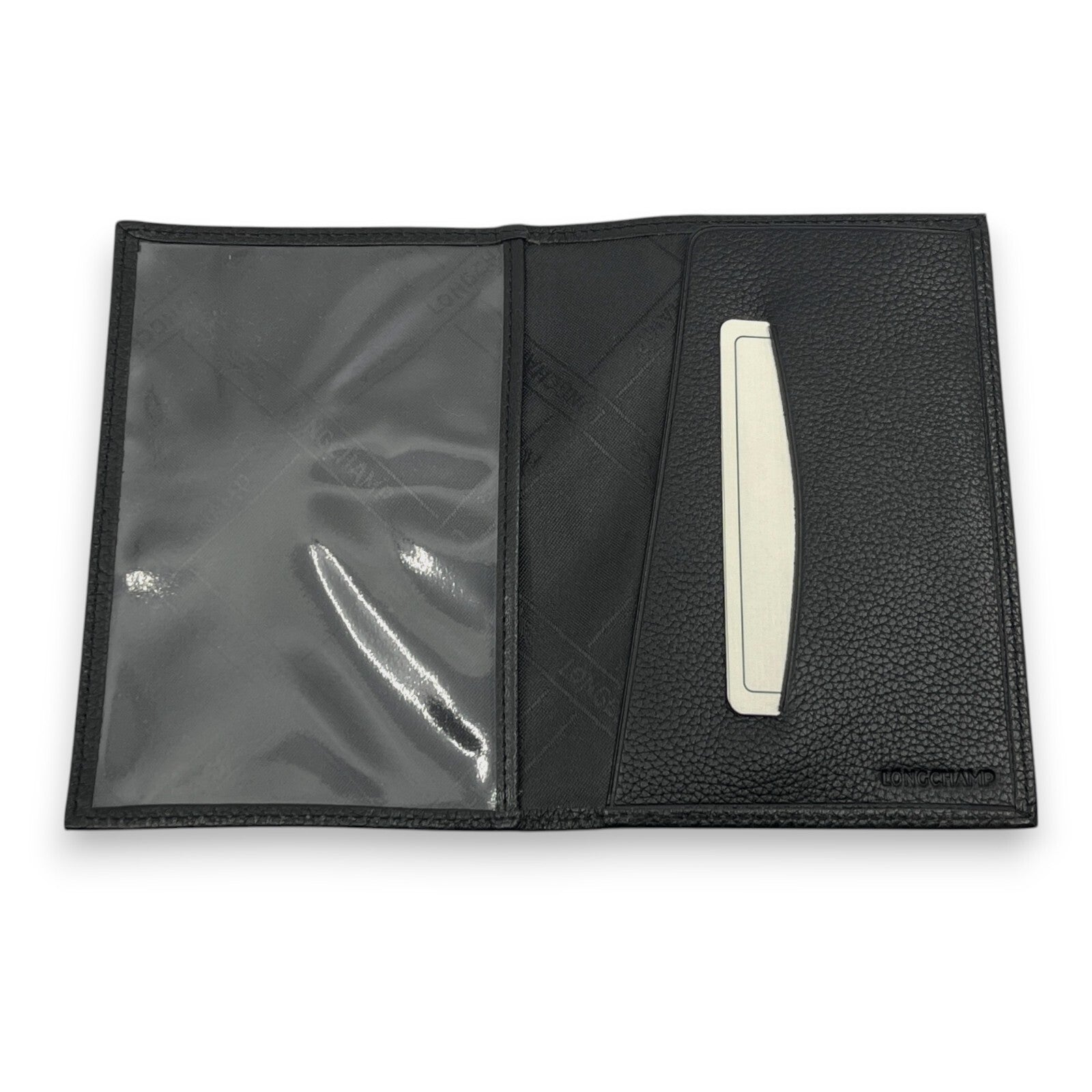 Longchamp Leather Card Holder Black with Box