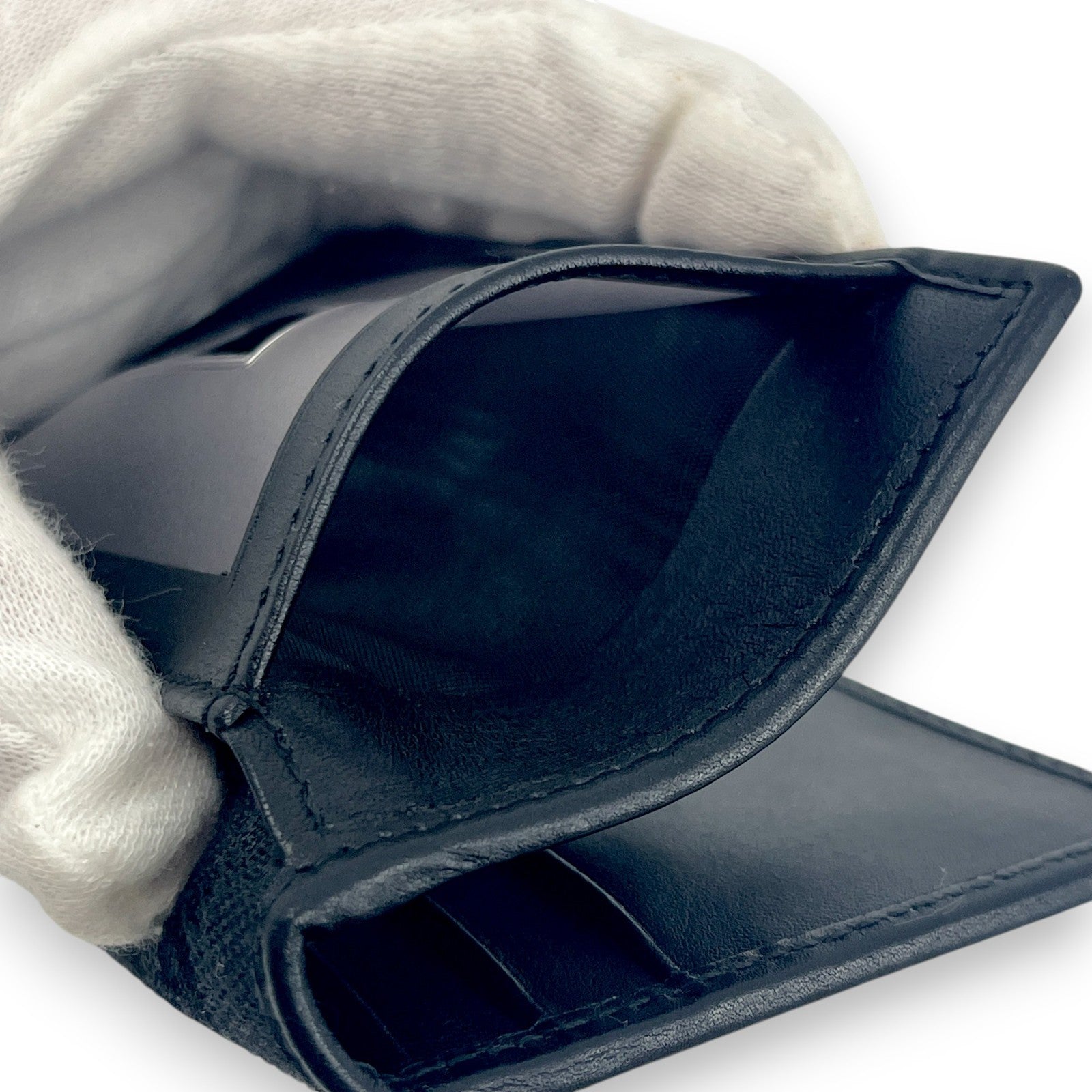 Gucci GG Canvas Card Holder Navy with Matching Leather Trim w/ Box