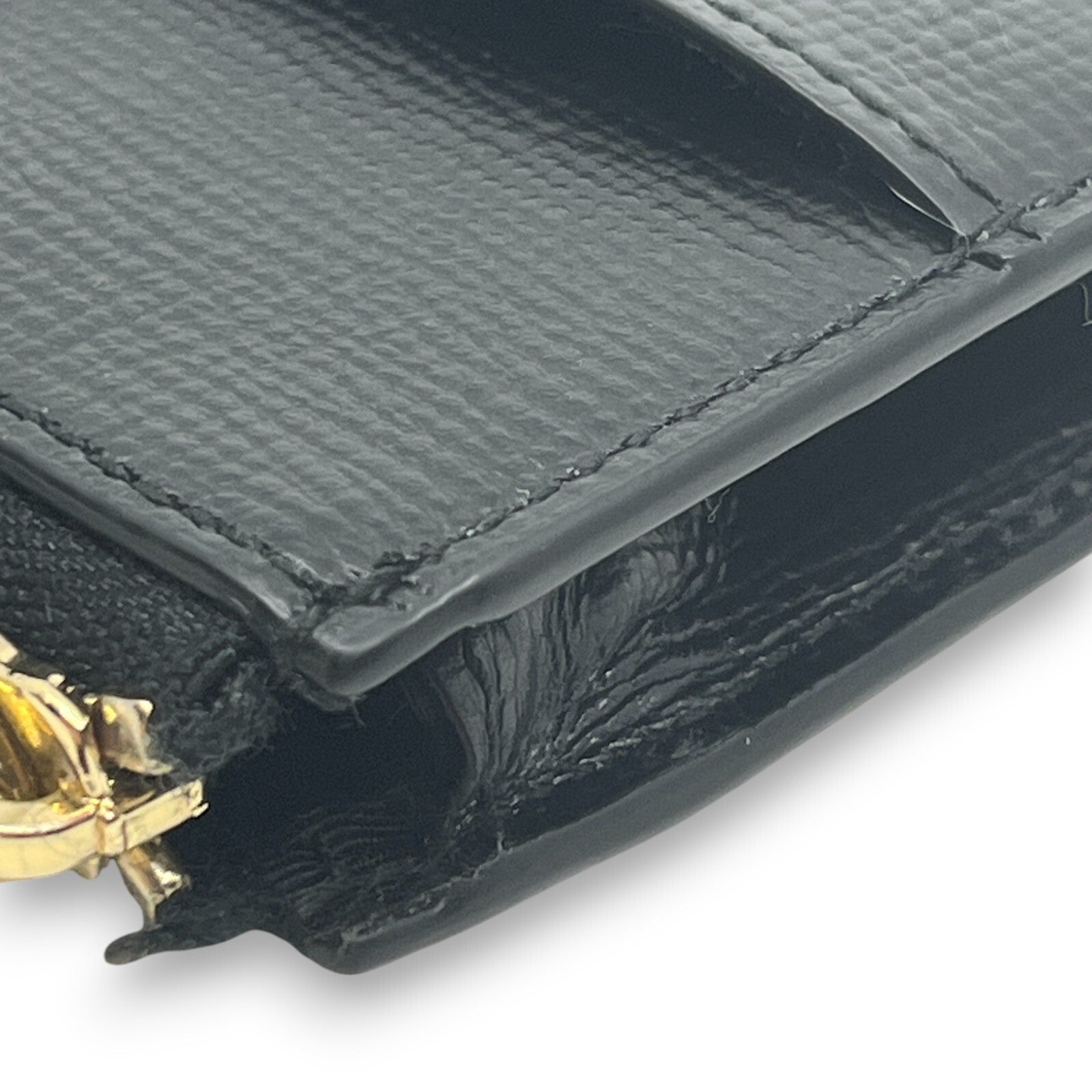 Bally Mandy Leather Chain Card Wallet Black with Box and Dust Cloth