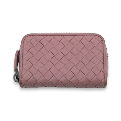 Bottega Veneta Intrecciato Leather Compact Zip-Around Wallet Pink