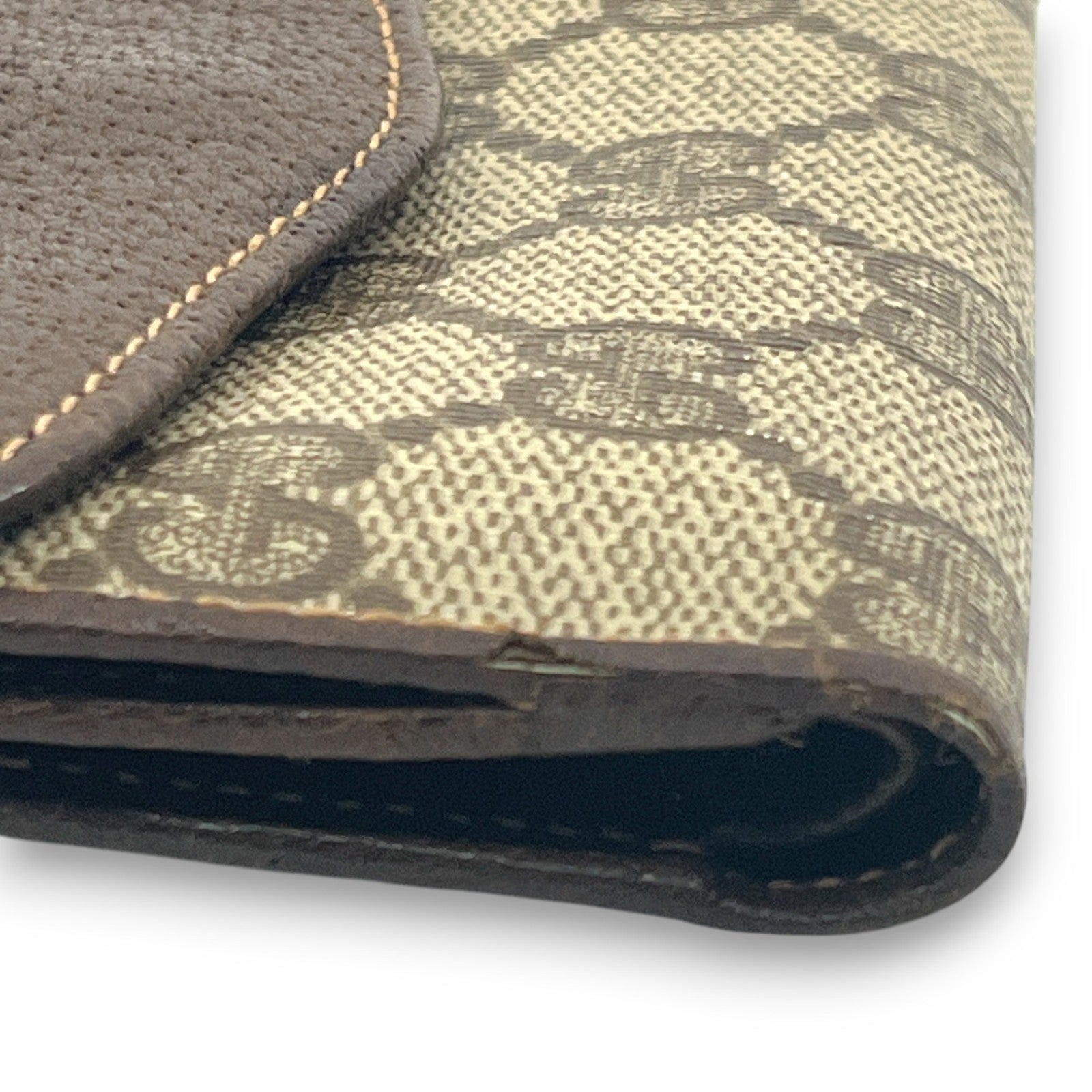 Gucci GG Supreme Canvas Web Stripe Bifold Wallet Brown Leather