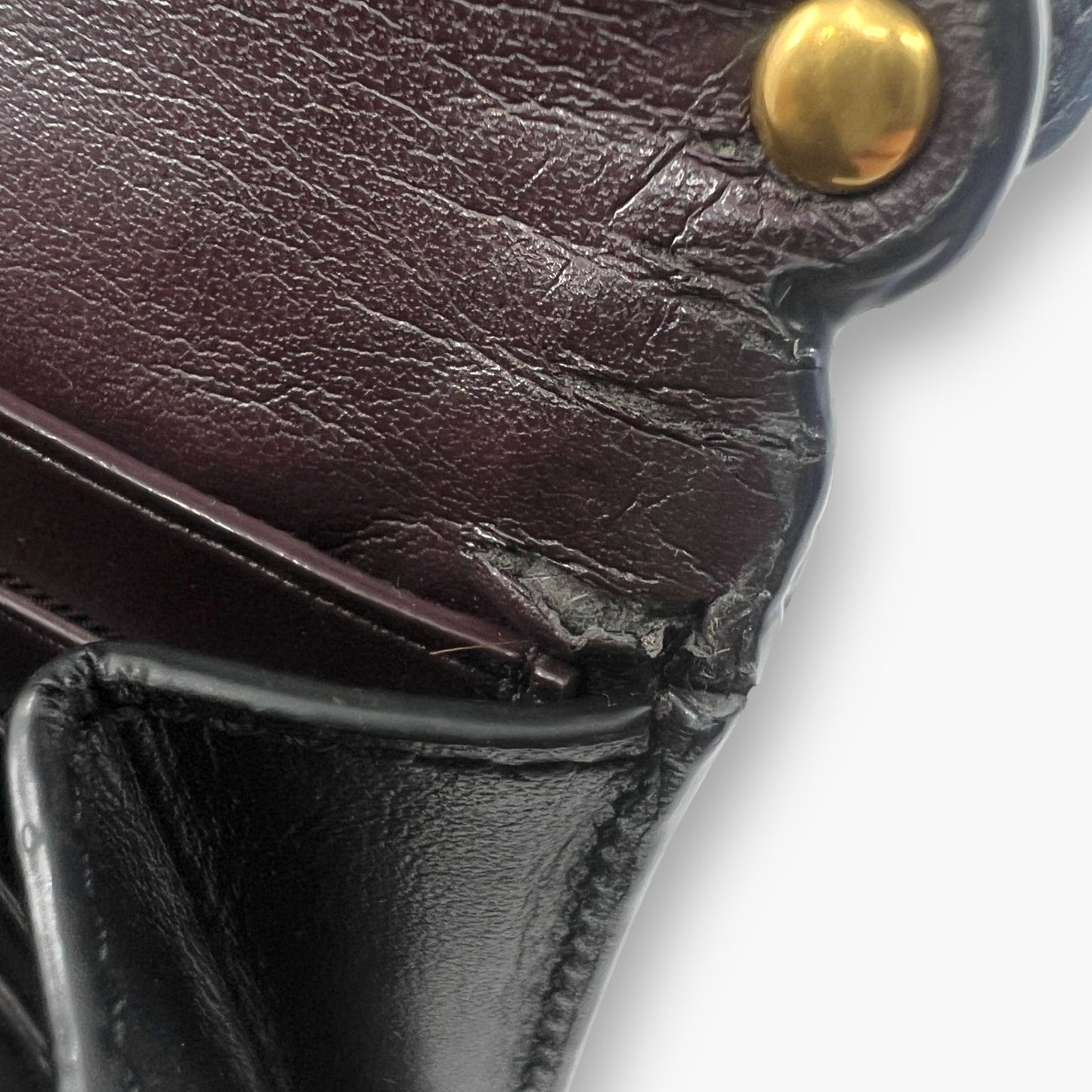 Coach Studded Scallop Flap Long Wallet Snap Closure Black Leather