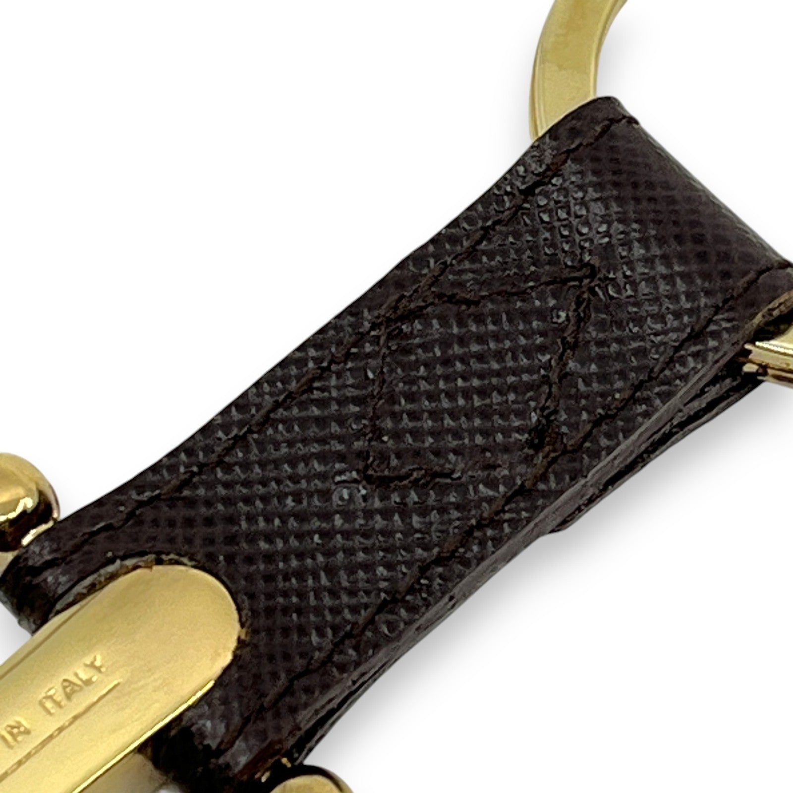 Salvatore Ferragamo Gold-Tone Gancini Key Ring Charm Dark Brown Leather w/ Box