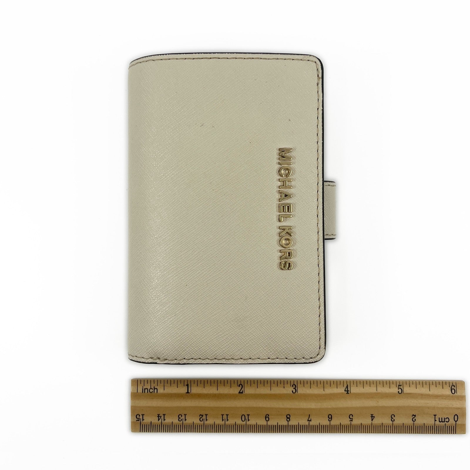 Michael Kors White Leather Compact Bifold Wallet