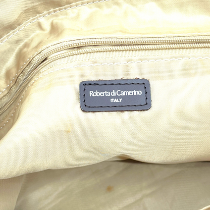Roberta di Camerino Nylon Tote Bag Monogram Beige Brown Made in Italy Vintage