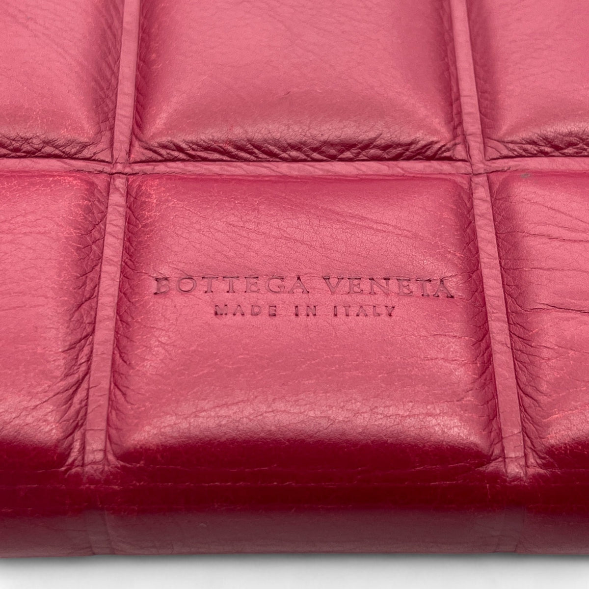 Bottega Veneta Padded Paper Calf Mini Wallet Burgundy Red Zipper