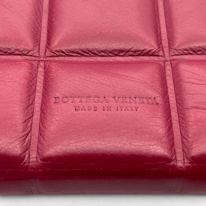 Bottega Veneta Padded Paper Calf Mini Wallet Burgundy Red Zipper