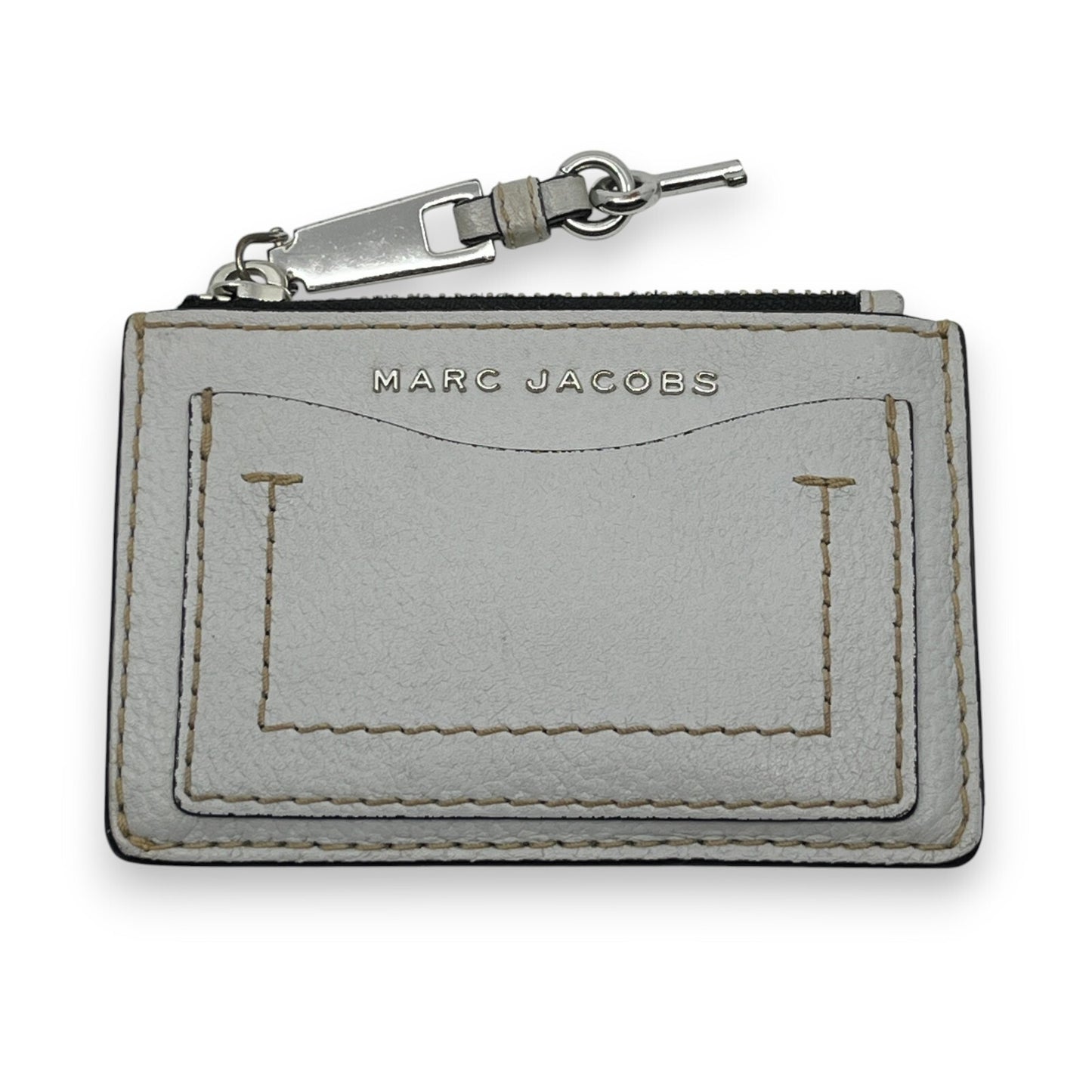Marc Jacobes Leather Top Zip Coin Purse and Card Case in Gray