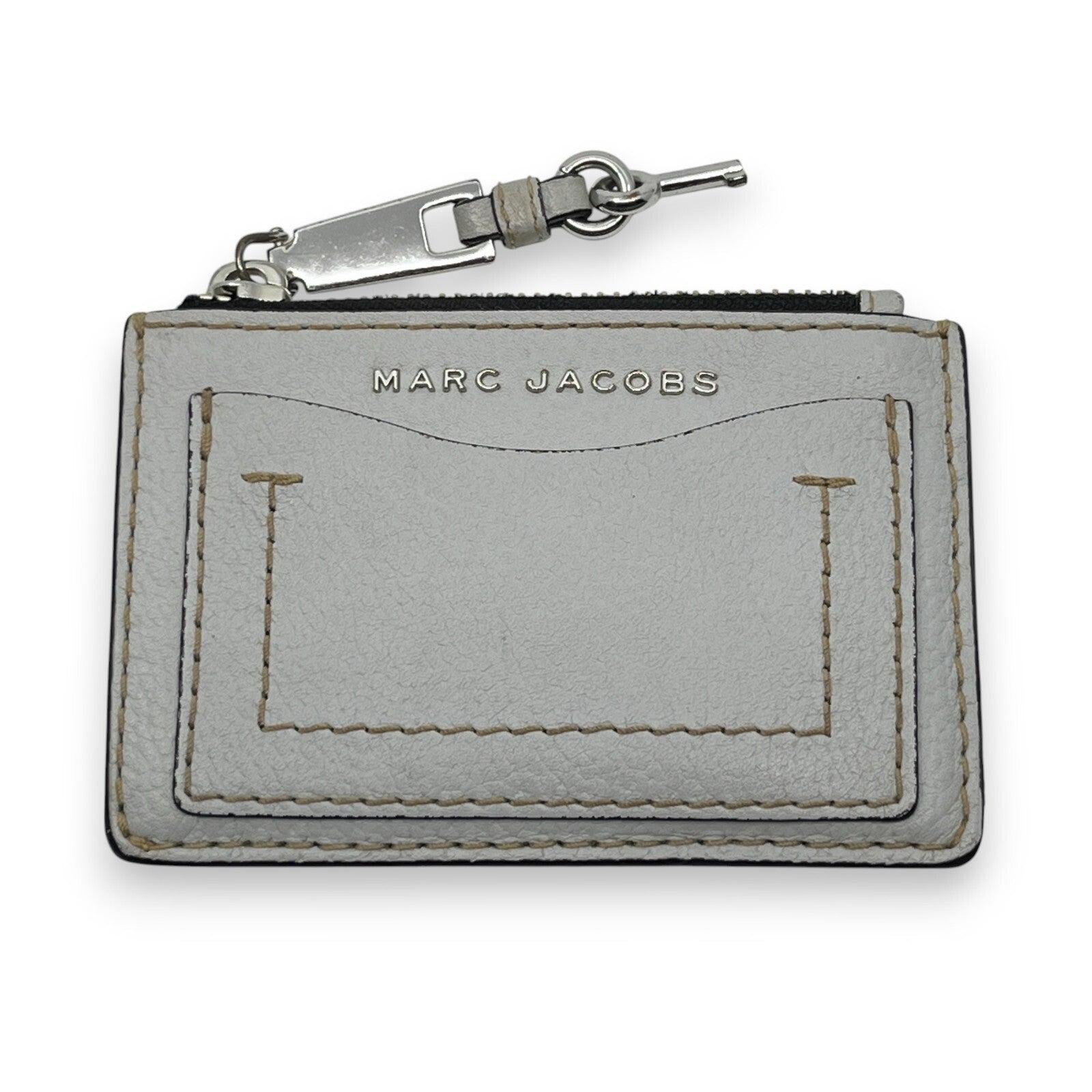 Marc Jacobes Leather Top Zip Coin Purse and Card Case in Gray