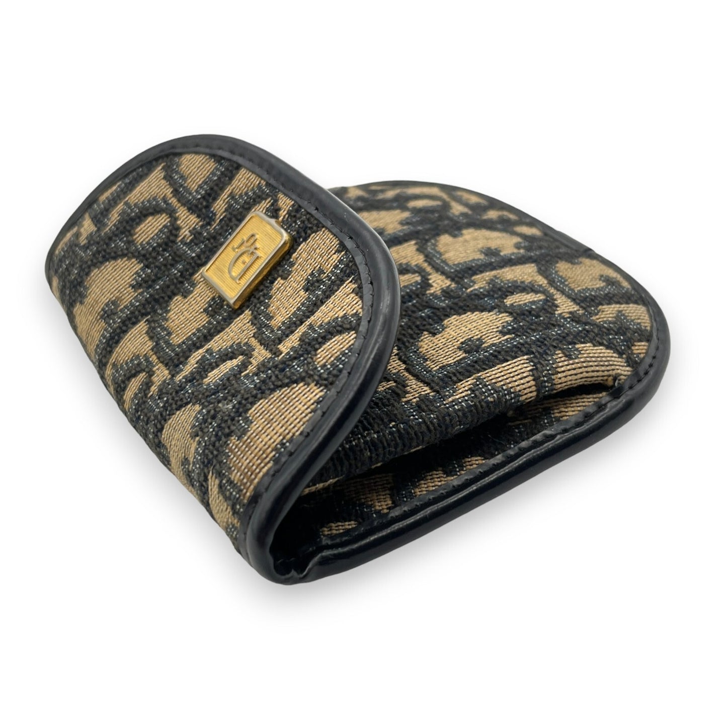 Christian Dior Trotter Canvas Leather Coin Purse Compact Wallet