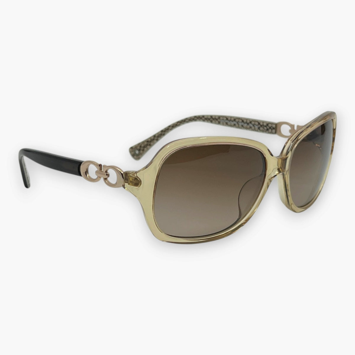 COACH Sunglasses HC8019A L506 Beatrice Sand Brown Frame Signature Temple Logo