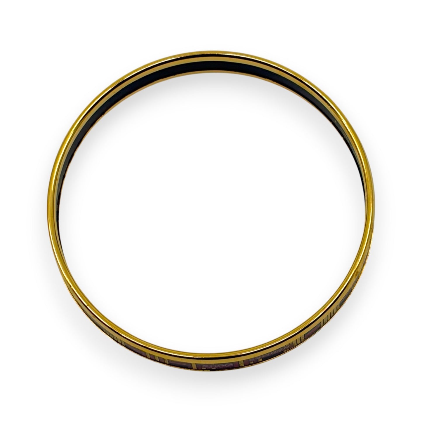 Hermes Enamel Bracelet Bangle Émail PM Gold Black w/ Box