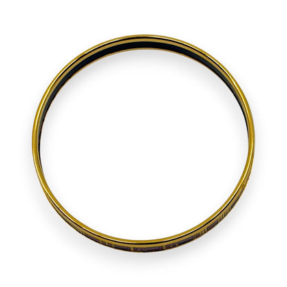 Hermes Enamel Bracelet Bangle Émail PM Gold Black w/ Box