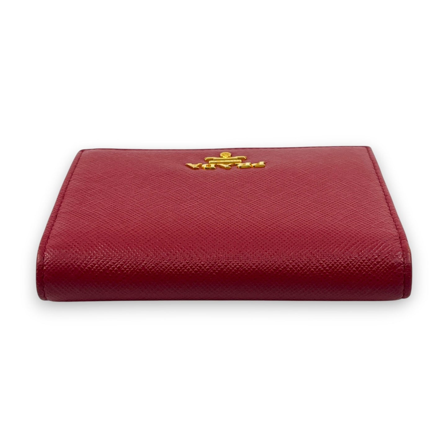 Prada Saffiano Leather Bifold Compact Wallet in Red w/ Box