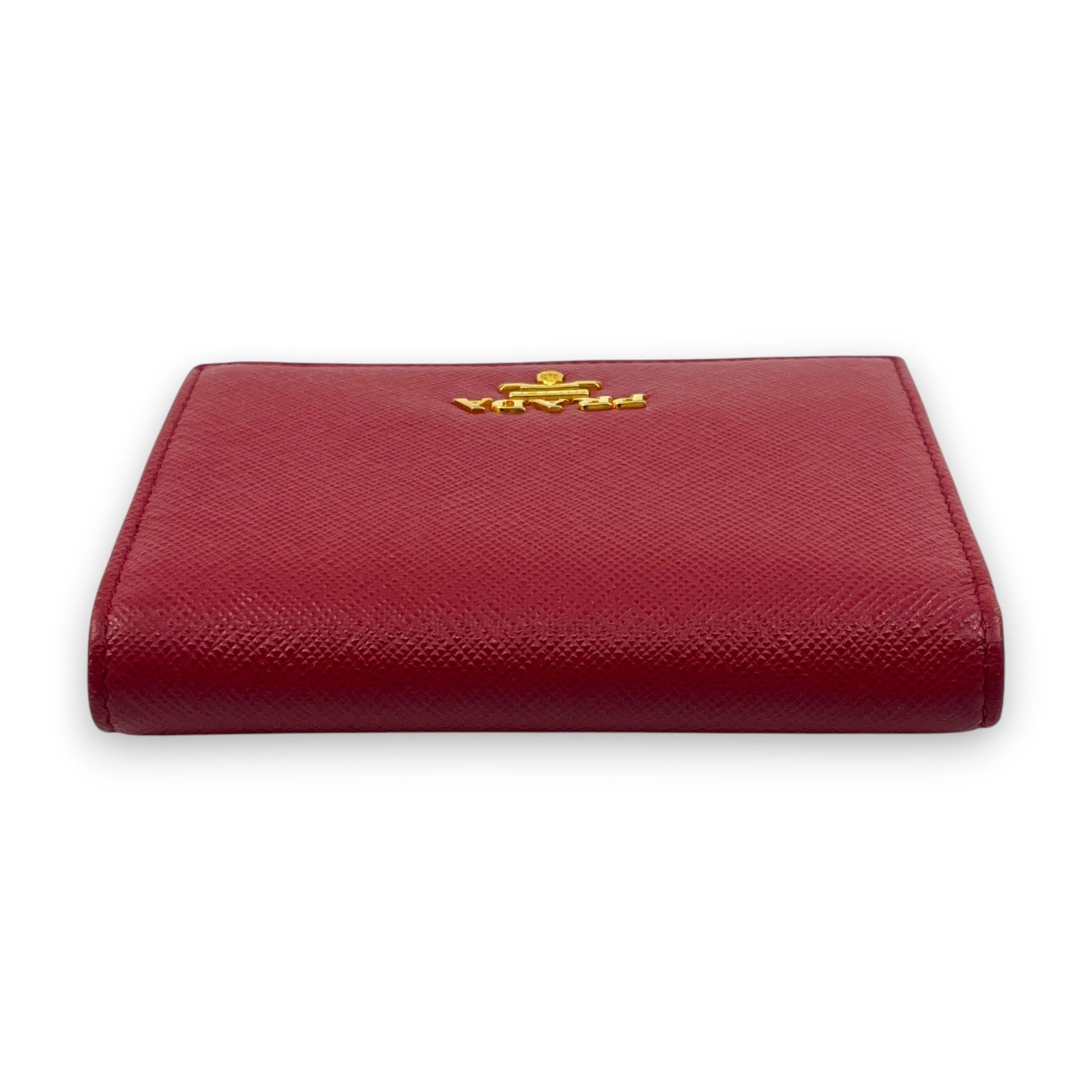 Prada Saffiano Leather Bifold Compact Wallet in Red w/ Box