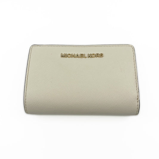 Michael Kors White Leather Compact Bifold Wallet