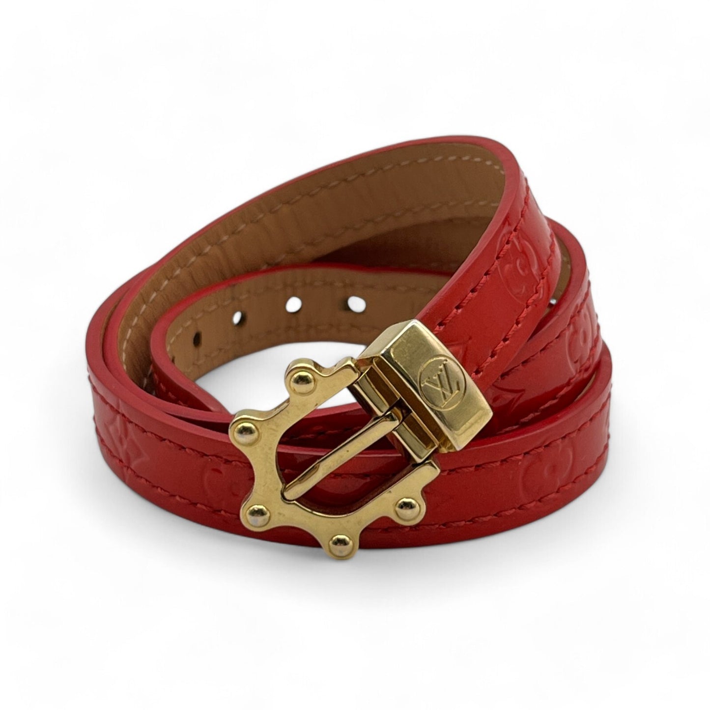 Louis Vuitton Monogram Vernis Triple Tour Bracelet Red