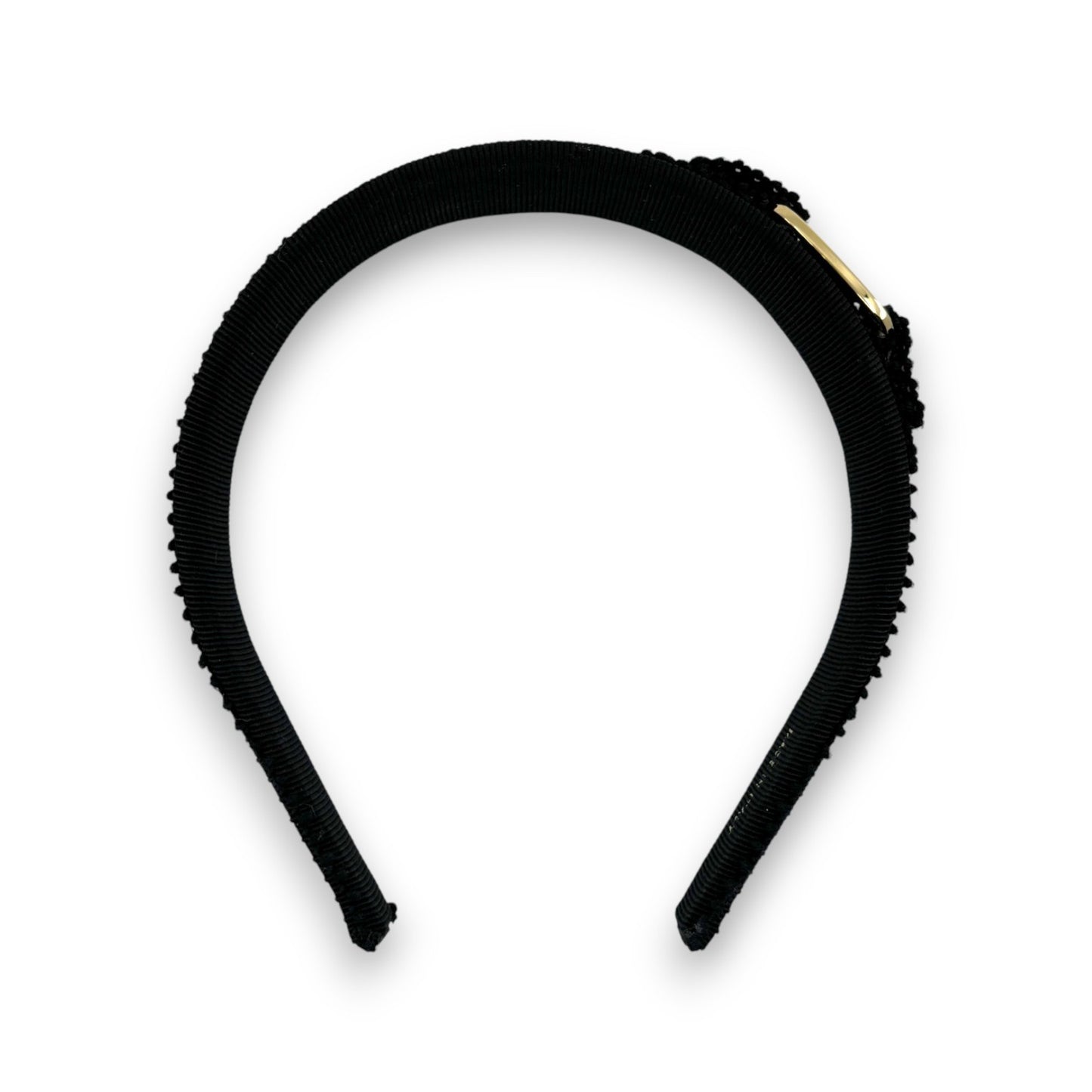 Salvatore Ferragamo Vara Ribbon Black Headband Gold Plate Hair Accessory