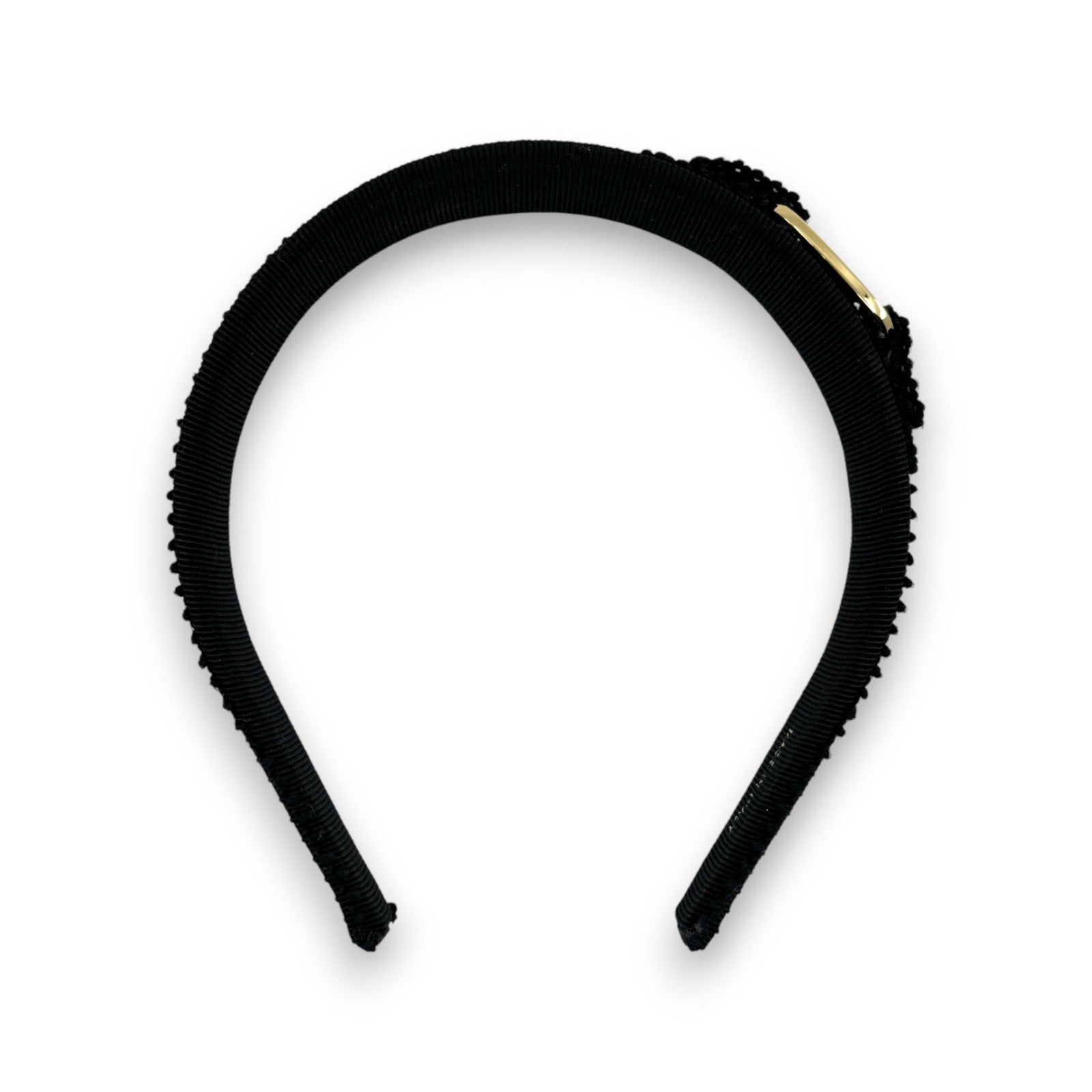 Salvatore Ferragamo Vara Ribbon Black Headband Gold Plate Hair Accessory
