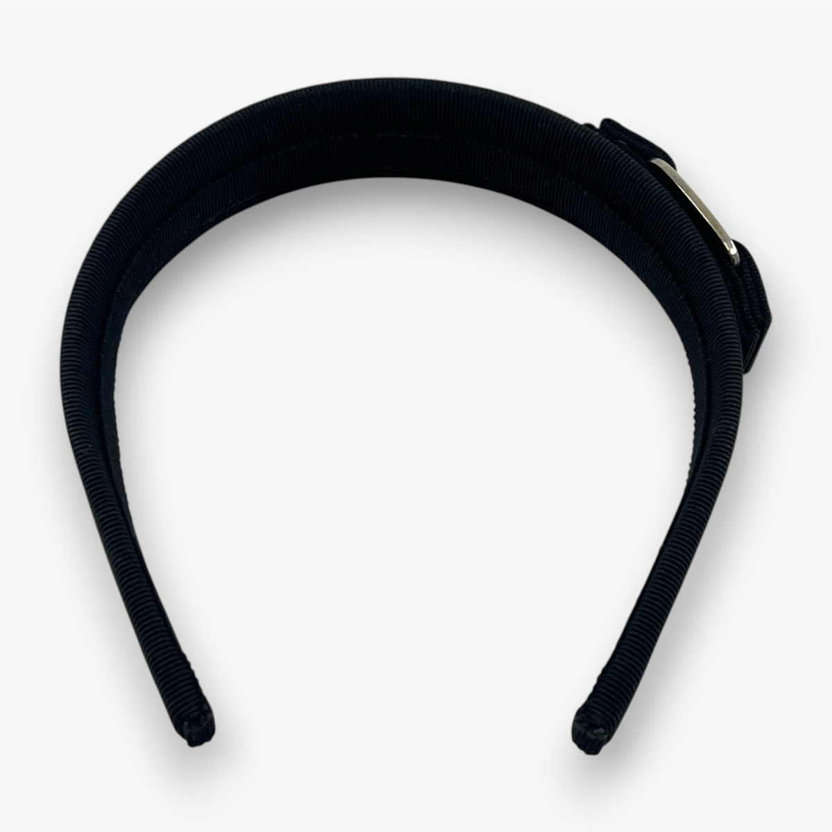 Ferragamo Vara Bow Headband Hair Band Black Silver Hardware Wide