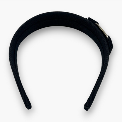 Ferragamo Vara Bow Headband Hair Band Black Silver Hardware Wide