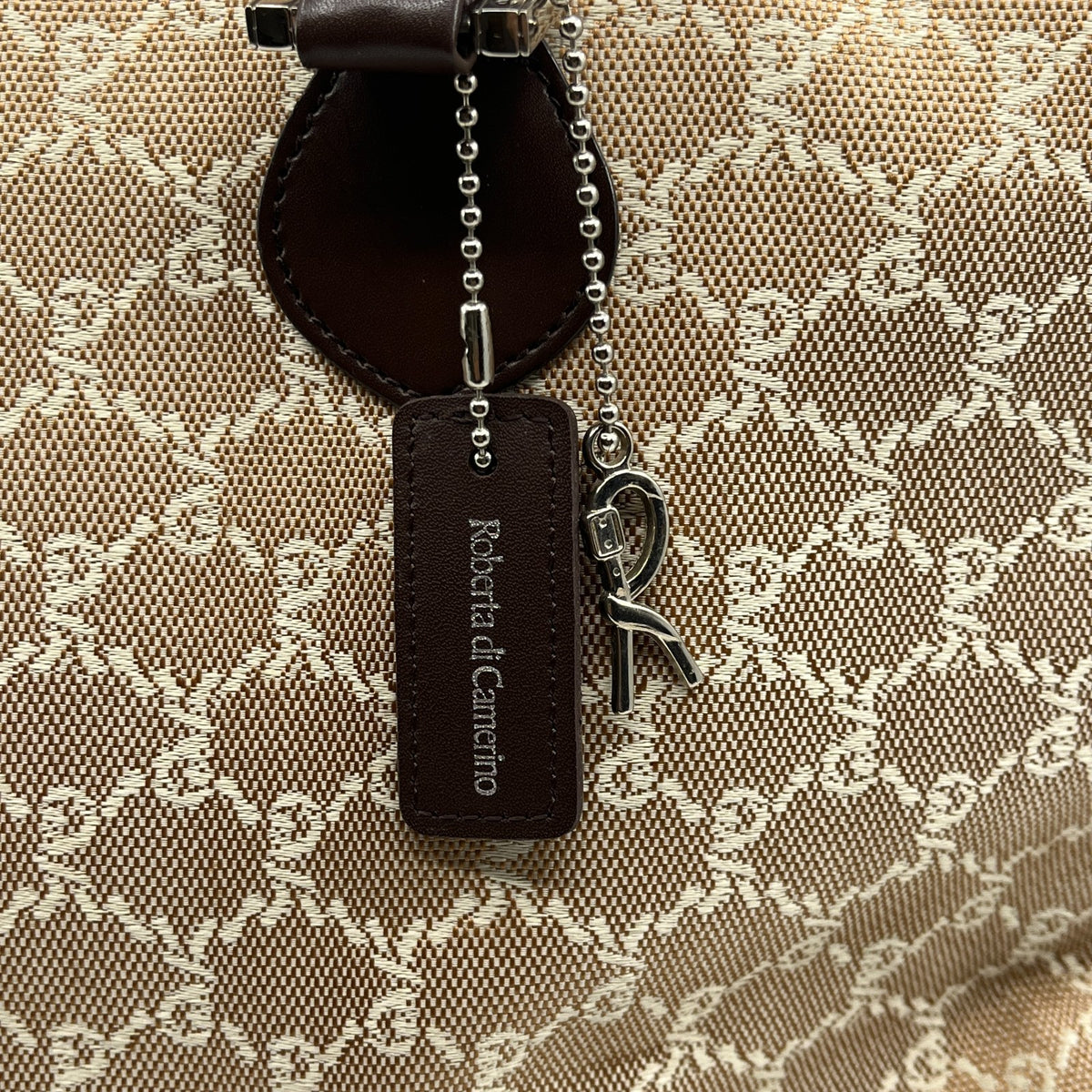 Roberta di Camerino Nylon Tote Bag Monogram Beige Brown Made in Italy Vintage