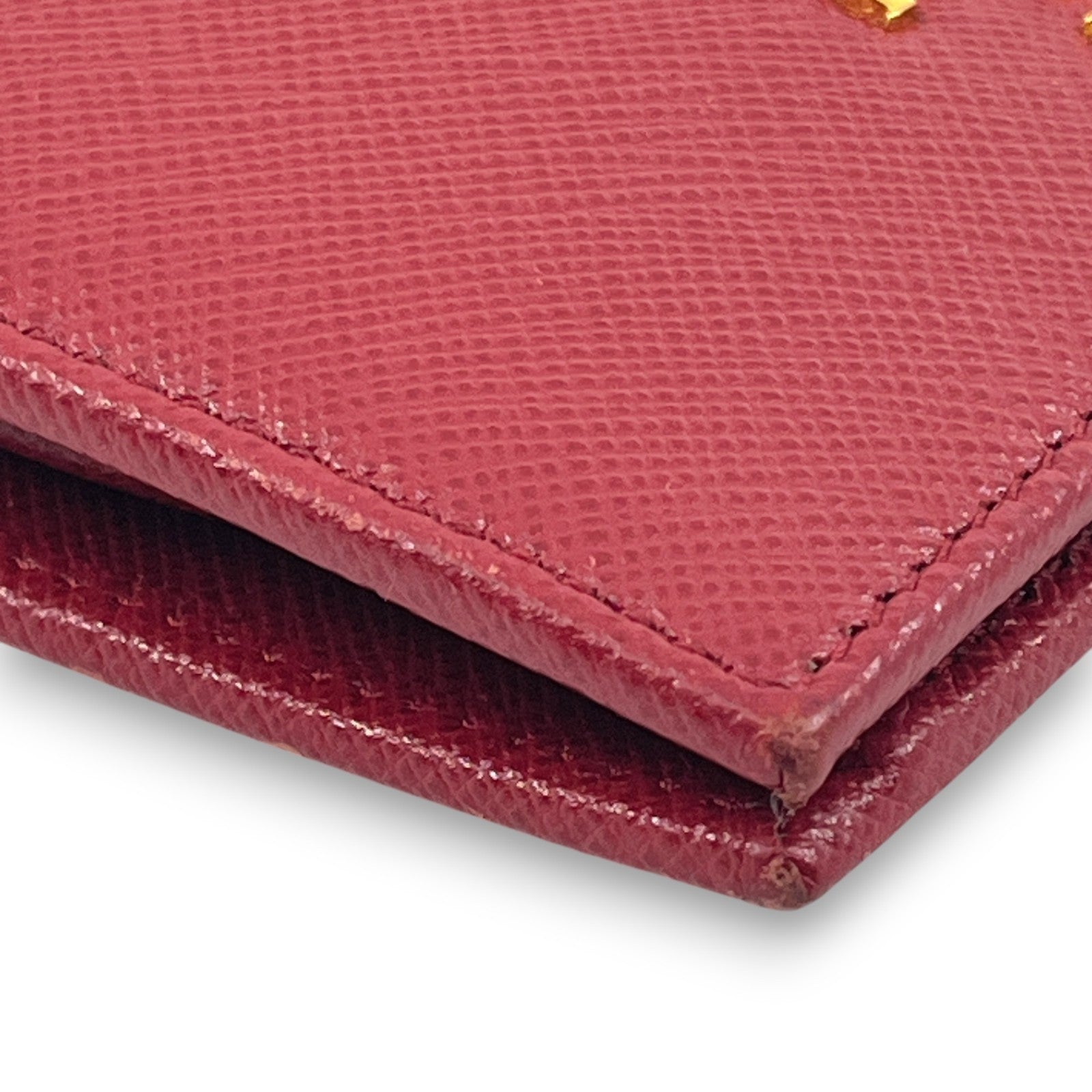 Prada Saffiano Leather Bifold Compact Wallet in Red w/ Box