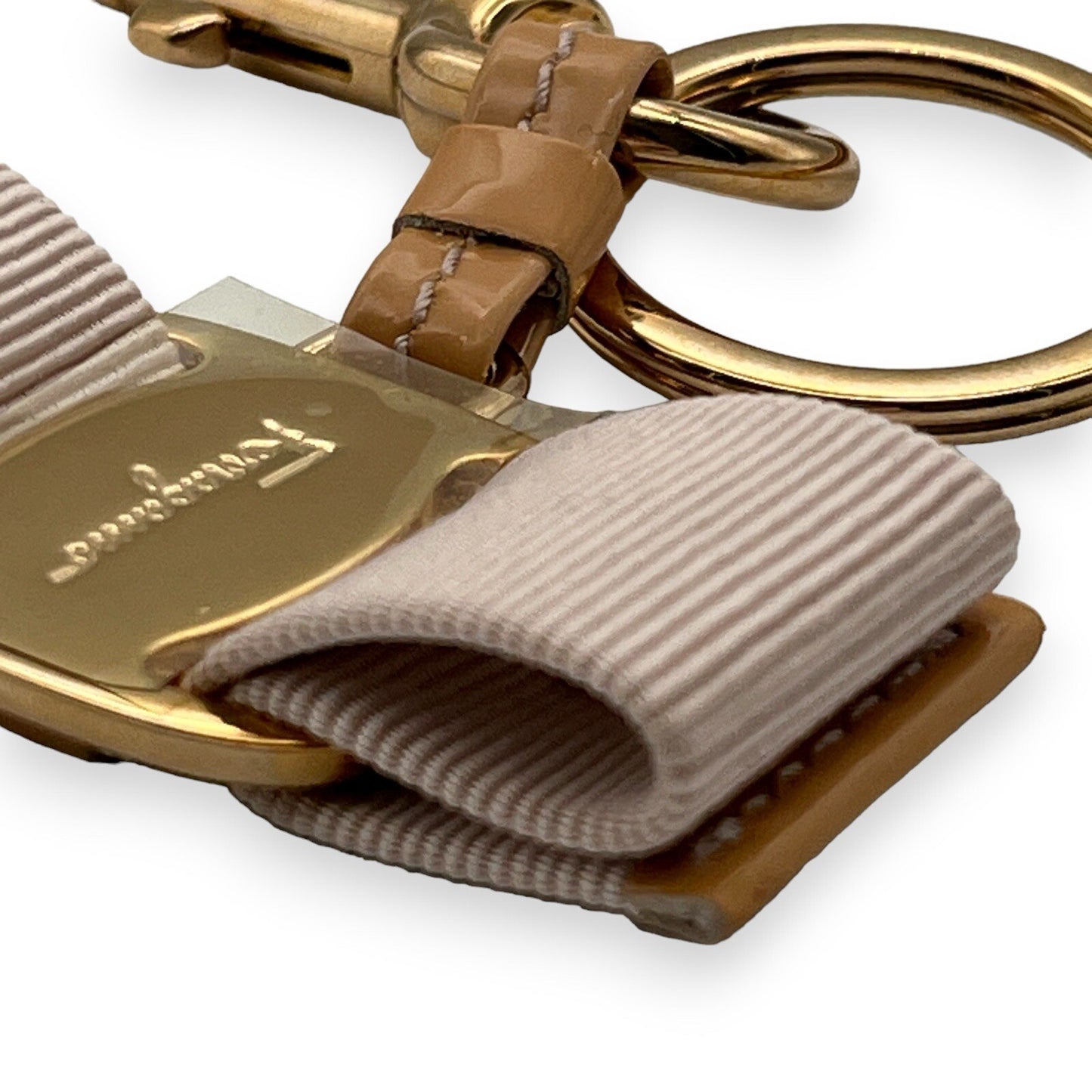 Salvatore Ferragamo Key Ring with Vara Charm in Light Pink w/ Original Box