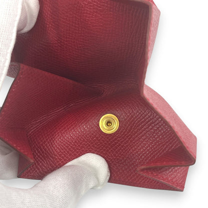 Hermes Le 24 Coin Purse in Red Epsom Leather with Gold Tone Hardware