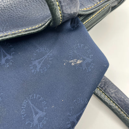 La Tour Eiffel 1887 Leather Handbag Tote Navy Blue Green Logo Badge
