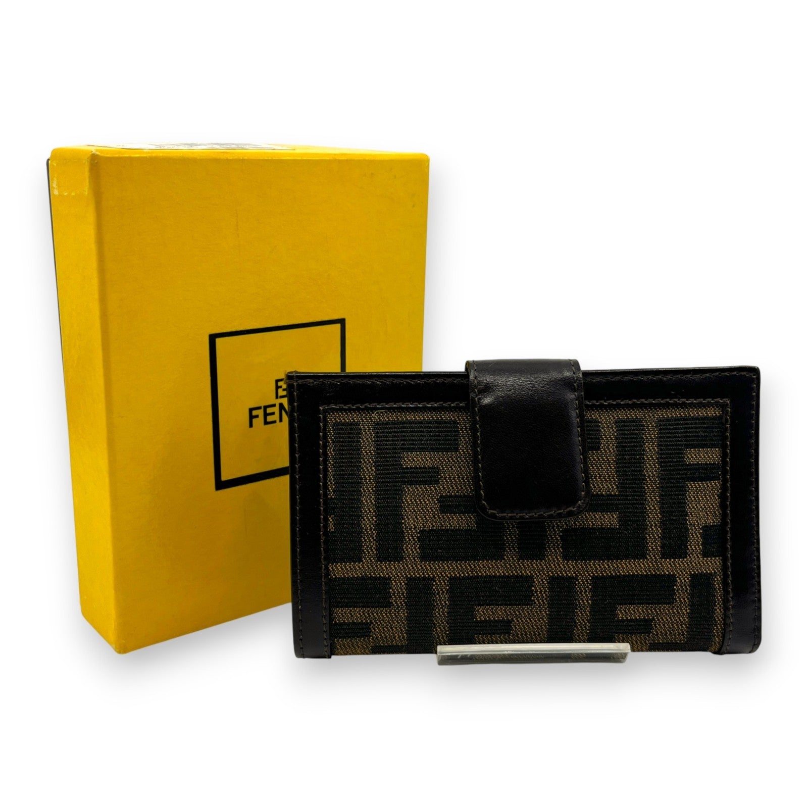 Fendi Zucca  Canvas Leather Bifold Wallet in Brown /w Box