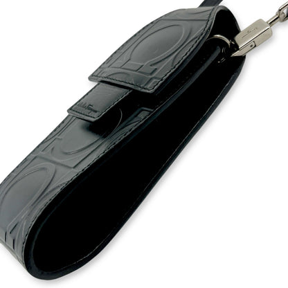 Salvatore Ferragamo Gancini Embossed Leather Mini Pouch Black  w/ Dust Bag