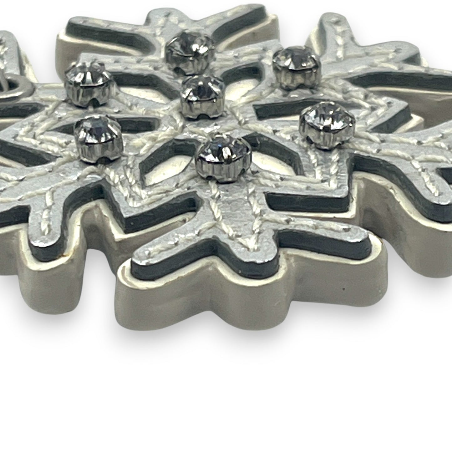 Coach Snowflake Keychain Bag Charm in Silver with Rhinestone