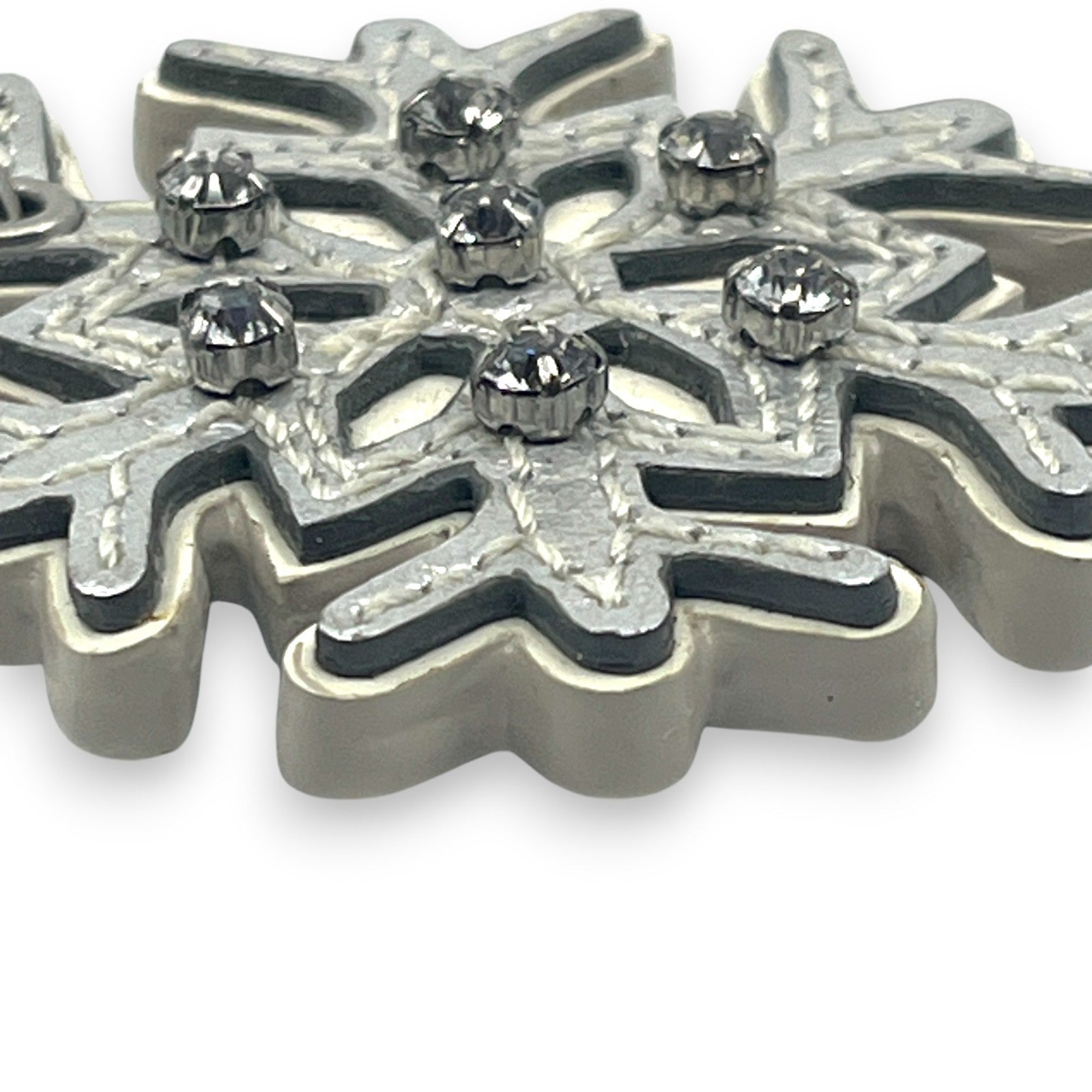 Coach Snowflake Keychain Bag Charm in Silver with Rhinestone