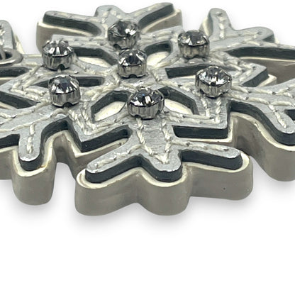 Coach Snowflake Keychain Bag Charm in Silver with Rhinestone