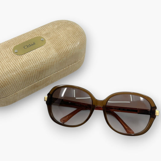 Chloe Sunglasses CL2218 C02 Brown Made in France W/ Full Box Set Card
